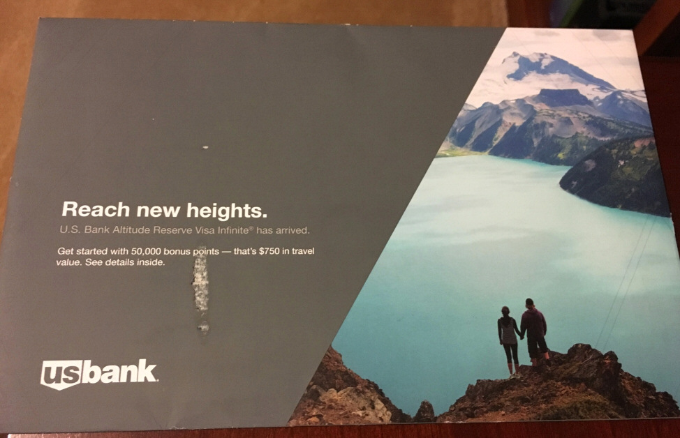ValueTactics reader Nidakeed sent in this pic of the offer he received for the brand new US Bank Altitude Reserve.