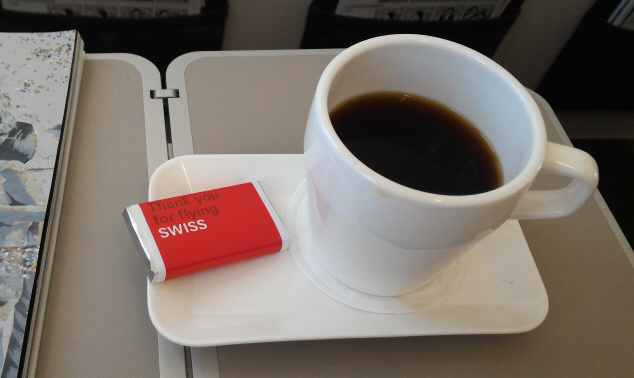 A cup of good strong coffee and one of the famed Swissair chocolates.
